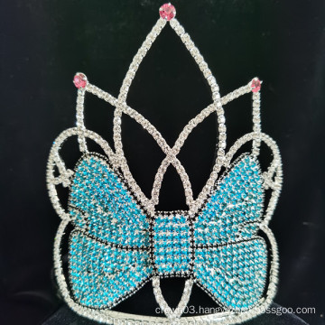 Miss World Pageant Crown Aqua Hair Bow Tiaras